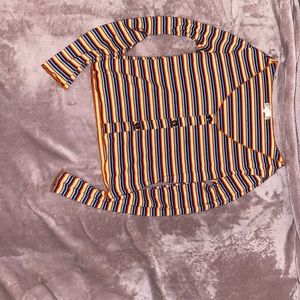 Rainbow long sleeve shirt with brown button detail